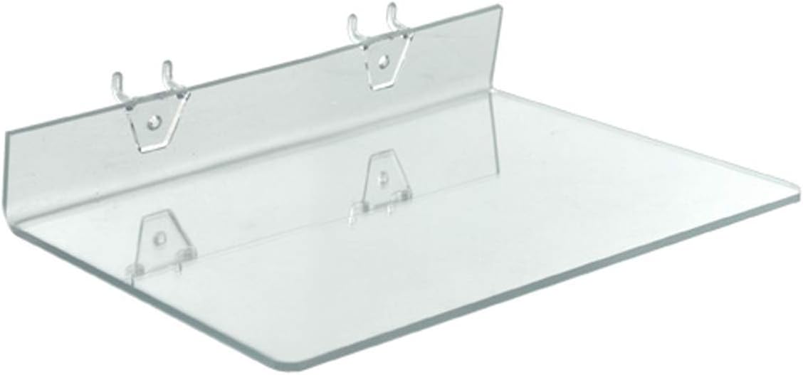 Azar Displays 556018 Clear Acrylic Shelf for Pegboard or Slatwall (4 Pack)