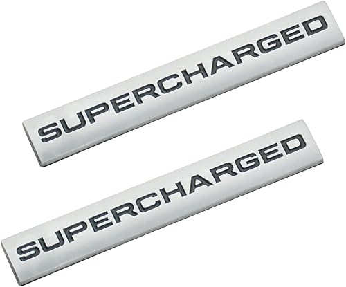 Juego de 2 emblemas supercargados de metal elevado 3D con logotipo de coche de alta calidad para la tapa del automóvil V6 V8, calcomanía para