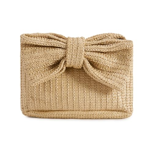 Image of Huralona Women Straw Woven Clutch Purse Pleated Handbag for Summer Beach Vacation Straw Shoulder Crossbody Bag