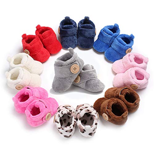 COSANKIM Baby Boys Girls Slippers Stay On Non Slip Soft Sole Newborn BootiesToddler Infant First Walker Crib Shoes (0-6 Months M US Infant, E-Grey)