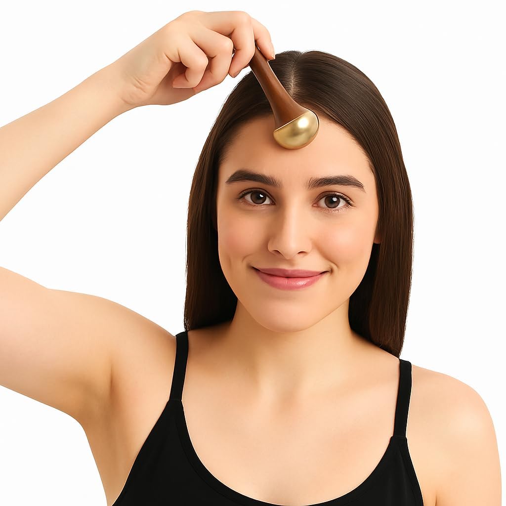 Solvine Kansa Vand Massage 2in1 Bronze Topi Traditional Design Face/Foot/Body & Marsa Massage Tool Wood Handal Natural (Small & Marma) (2 in 1) Solvine Kansa Vand Massage 2in1 Bronze Topi Traditional Design Face/Foot/Body & Marsa Massage Tool Wood Handal Natural (Small & Marma) (2 in 1)
