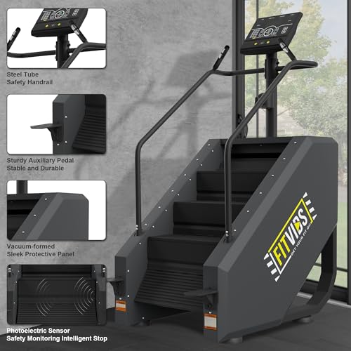 Image of Fitvids Stair Stepper Machine, Commercial Grade Stair Climber with 15 Resistance Levels, Continuous Stair Stepping Machine for Cardio and Lower Body Workouts, LED Screen, Exercise Machine for Home Gym