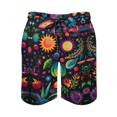 Men's Colorful Swim Trunks Classic Hawaiian Swimsuits Mesh Lining Beach Shorts2