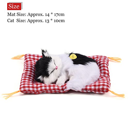 Tnfeeon Simulation Schlafen Plüsch Katze mit niedlichen Klang weiche Matte Bett Schlafen Katze gefüllte Puppe beliebtes für Kinder Kleinkinder (Schwarz Weiß)