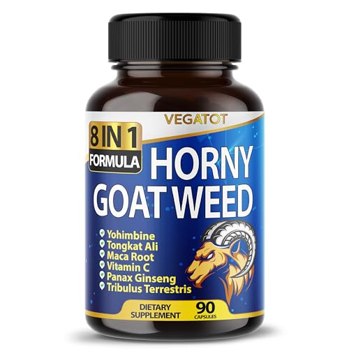 Vegatot 8 In 1 High Strength Horny Goat Weed 15,420Mg Concentrated Extract With Yohimbine Tongkat Ali Maca Root Fenugreek Boost Energy Stamina 3-Month Supply cover