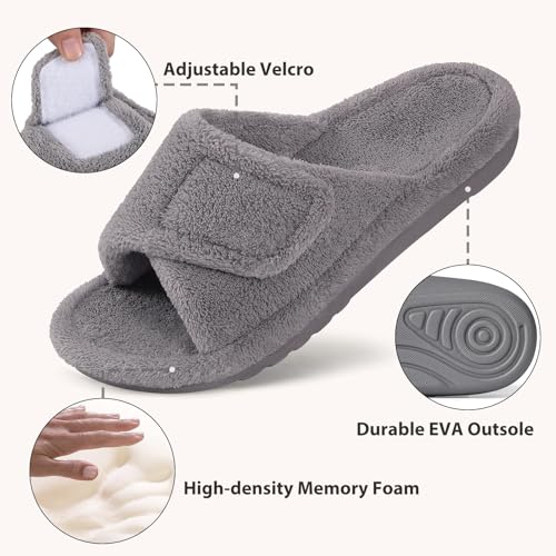Litfun Women's Orthopedic Slippers with Arch Support Adjustable Open Toe House Shoes for Plantar Fasciitis - Image 6