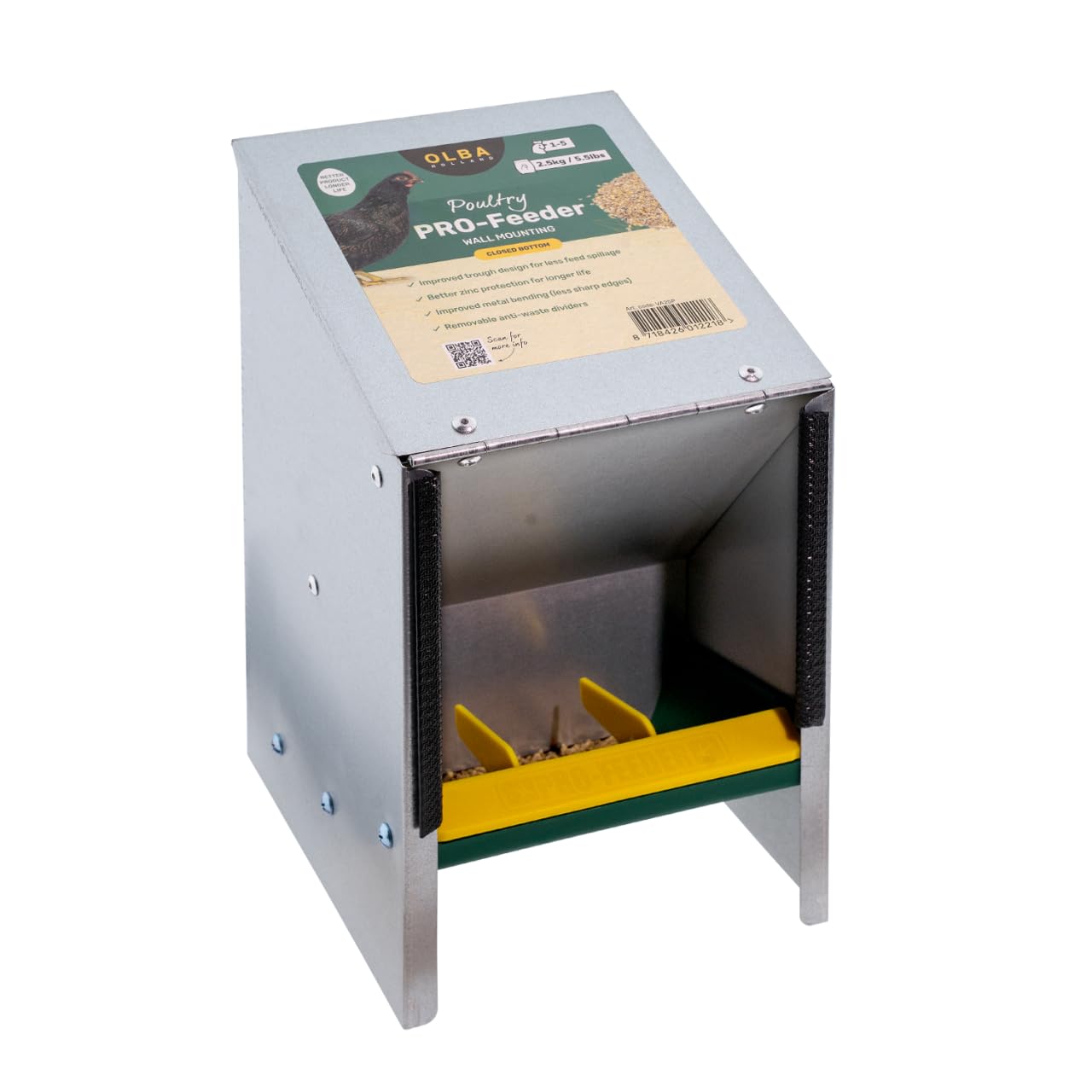 Olba B.V. Automatic Poultry Feeder with Lid, 2.5 kg