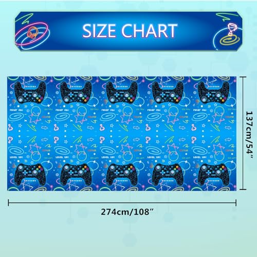 Wernnsai WR-GAME TABLE COVER-C001-1-US Video Game Party Tablecloth - 1 Pack 54’’ X 108’’ Blue Video Game Party Decorations For Boys Gamer Birthday Party Disposable Table Cover thumb #1