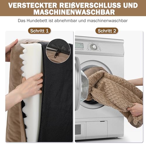 JOEJOY XXL Orthopädisches Hundebett, XXL waschbares Katzenbett Hundekissen mit Wabenstruktur und abnehmbarem wasserdichte Fütterung Schaumstoff hundebett orthopädisch Braun