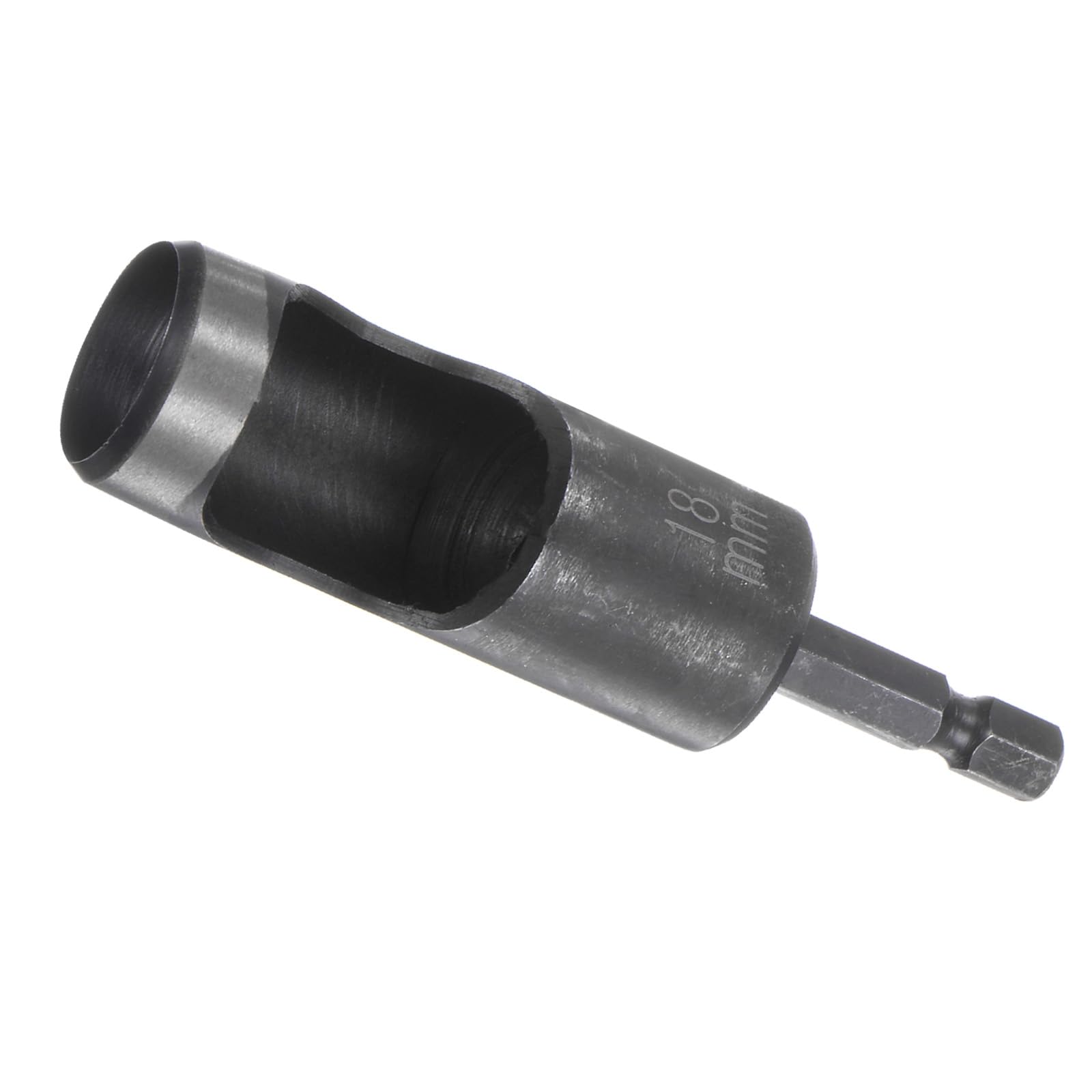 Kozelo Leather Hole Punch Tool - [18mm x 1/4" Shank] Extension Hex Shank Drill Bit Carbon Steel Hollow Puncher for Fabric Leathercraft Belts Use, 97mm Length
