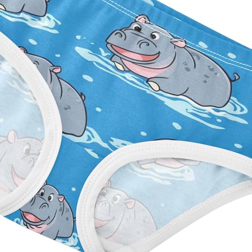 Wusikd Cute Hippopotamus Girls' Underwear Cotton Girls Briefs Soft Toddler Underwear 2T4