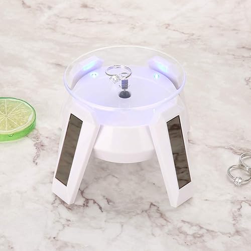 Miniatura 6 de Exhibición giratoria de la joyería, plataforma giratoria eléctrica, soporte giratorio de la exhibición del anillo de la joyería (blanco)