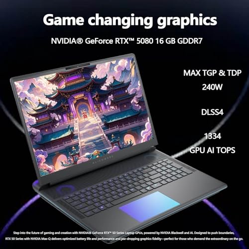 Image of Dell Alienware 16 Area-51 Gaming Laptop • Intel Ultra 9 275HX • NVIDIA GeForce RTX 5080(16 GB GDDR7) • 16.0 inch QHD+ 240Hz Display • 4K Camera • Backlit KB • Win 11 Pro • WiFi 7 • 32GB DDR5 • 2TB SSD