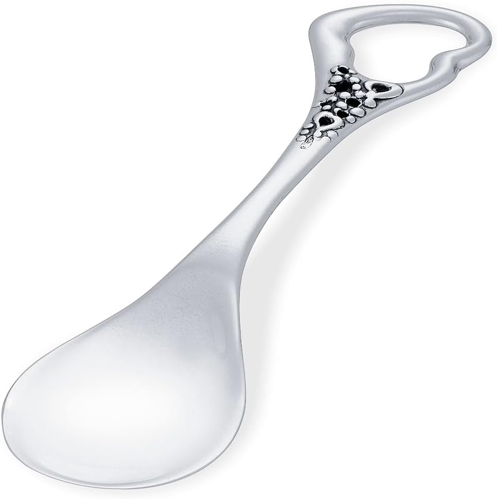 Silver Spoon with Heart, Polished Sterling Silver, Keepsake Spoon, L 7,7 cm
