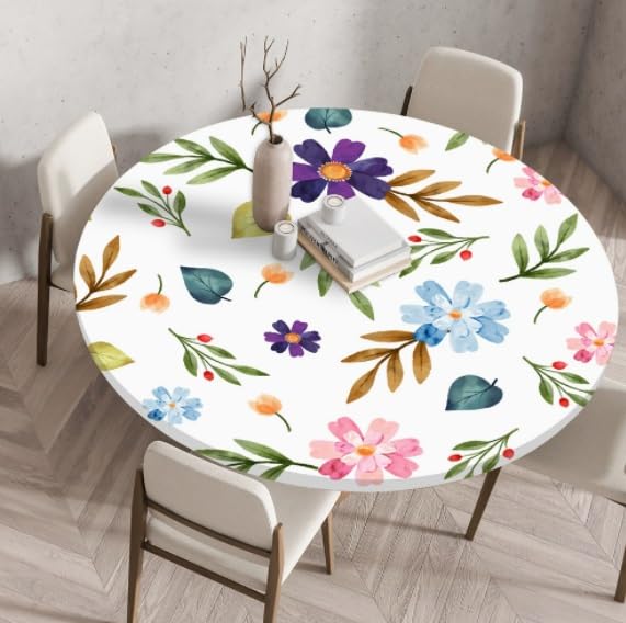 Nappe ronde motif floral de 70cm de diamètre imperméable et antitache