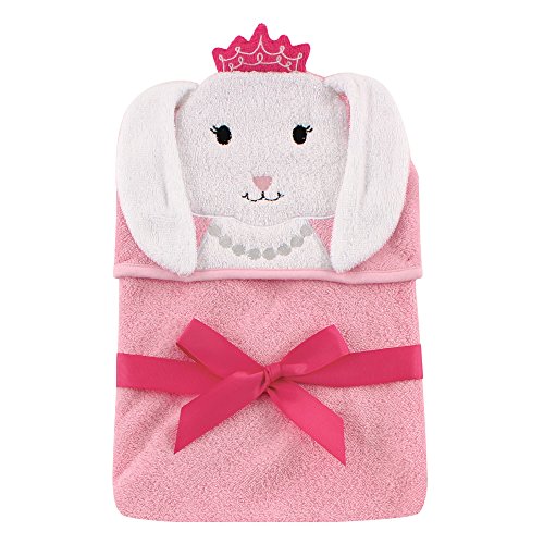Image of Hudson Baby Unisex Baby Cotton Animal Face Hooded Towel, Princess Bunny, One Size