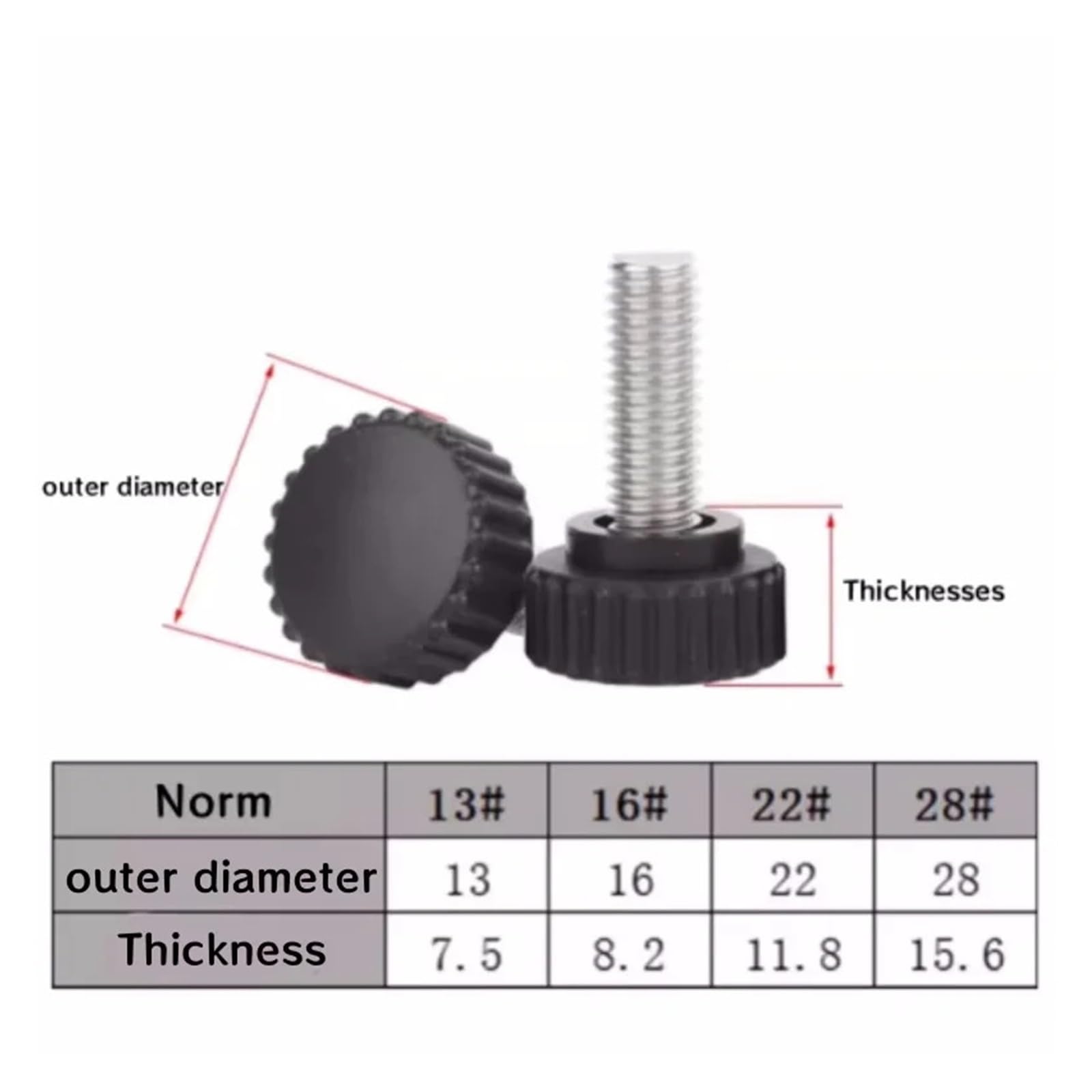 Tornillo Moleteado M3 M4 M5 M6 M8 M10 304 Acero inoxidable moleteado Nylon plástico cabeza redonda mango pulgar tornillo baquelita perno tornillos de mano Para uso industrial(60mm,M8(Head 22mm)-5pcs)