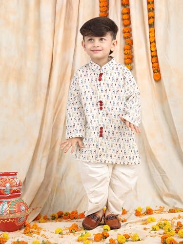 Image of POLKA TOTS Pure Cotton Traditional Dhoti Kurta Set for Baby Boys, Toddlers & Kids | Soft and Breathable Cotton Ethnic Dress for Festivals and Weddings | Traditional Elegant Indian Festive Clothing