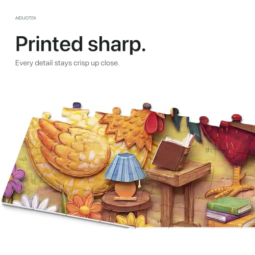 Puzzle Chicken Book Club Farm para adultos, 500 piezas - Arte colorido y caprichoso en estilo papel - Cartón grueso premium 20.5x15 pulgadas con póster de referencia para amantes de libros miniatura 4