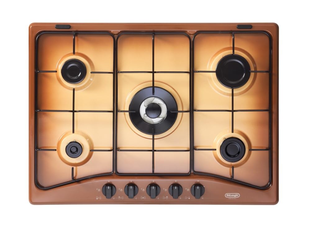 DE LONGHI Piano Cottura YTF57ASV a Gas 5 Fuochi da 70 cm Colore Terra di Francia