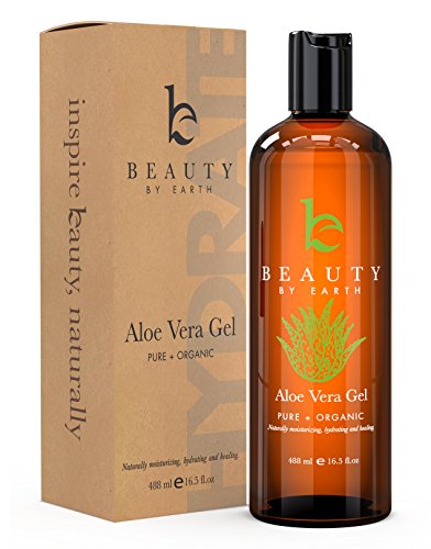 Aloe Vera Gel - Made With Organic Aloe for After Sun Care - Uses Include Treatment of Burns, Rashes, Bites, Cooling, Hyd