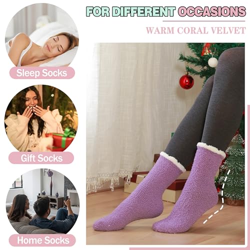 Image of Fuzzy Slipper Socks Thick Fluffy Warm Winter Cozy Plush Soft Sleep Home Socks for Women Men