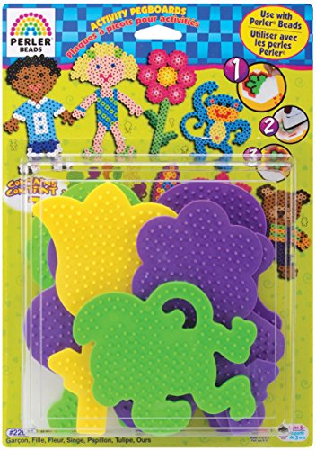 Perler 22645 Fuse Bead Pegboards 7-Pack-Boy/Girl/Bear/Monkey/Butterfly/2 Flowers thumb #1