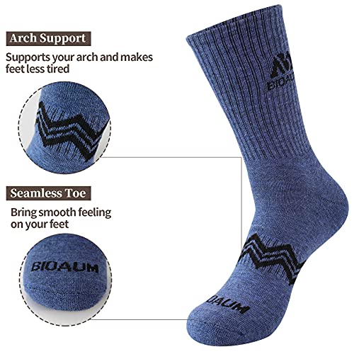 BIOAUM Men's Cushioned Crew Socks 5-6 Pairs Hiking Work Running Athletic Cotton Sports Wicking2