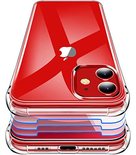 Garegce Hülle Kompatibel mit iPhone 12 und Kompatibel mit iPhone 12 Pro mit 3 Stück Panzerglas Schutzfolie, Stoßfest Transparent, 6.1 Zoll