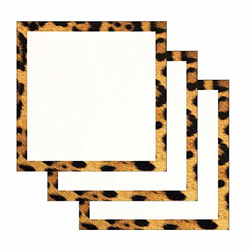 Leopard Print Border Sticky Notes - Set of 3 - Wildlife Animal Theme Design - Stationery Gift - Paper Memo Pad - Office and School Supplies