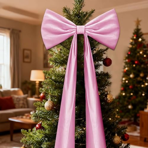Large Christmas Tree Topper,70.92"Red Satin Bow with Long St