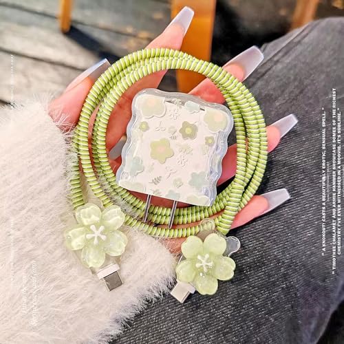 Funda de cargador USB-C y protector de cable floral para iPhone 15 16 17 Pro Max 2