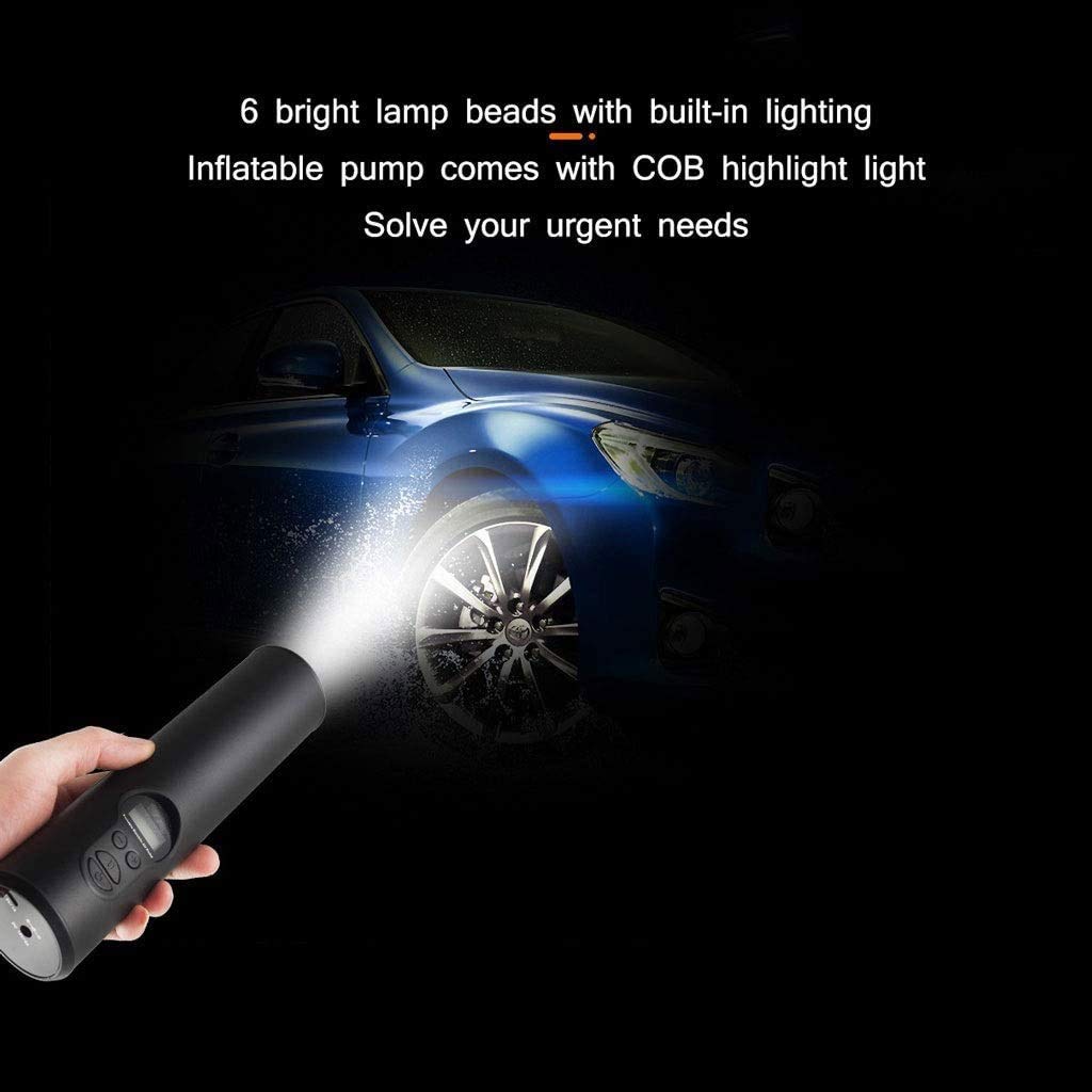 Compressore d'aria portatile per pneumatici auto, pompa gonfiabile per pneumatici con compressore d'aria, 150 PSI con torcia a LED di emergenza per auto, motocicli, biciclette, gonfiabili, 4 ugelli