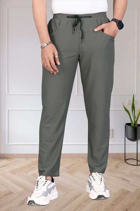 Image of HOODMASTER Men's Polyester Blend Track Pant with Drawstring Classic Style Regular Fit Solid Pattern and Standard Length | Mens Casual Daily Use Track Pants | Soft Fabric Modern Casual Track Pant