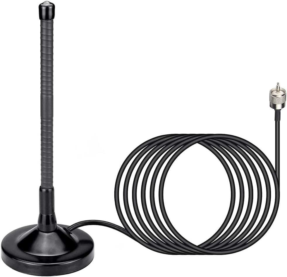 CB Radio Antenna with Magnetic Base, BNC Male Connector, 27MHz Mobile Antenna Compatible with AnyTone, Cobra CB Radio and Other Popular Models, 9-inch Height, Heavy Duty Magnet, for Cars and Trucks