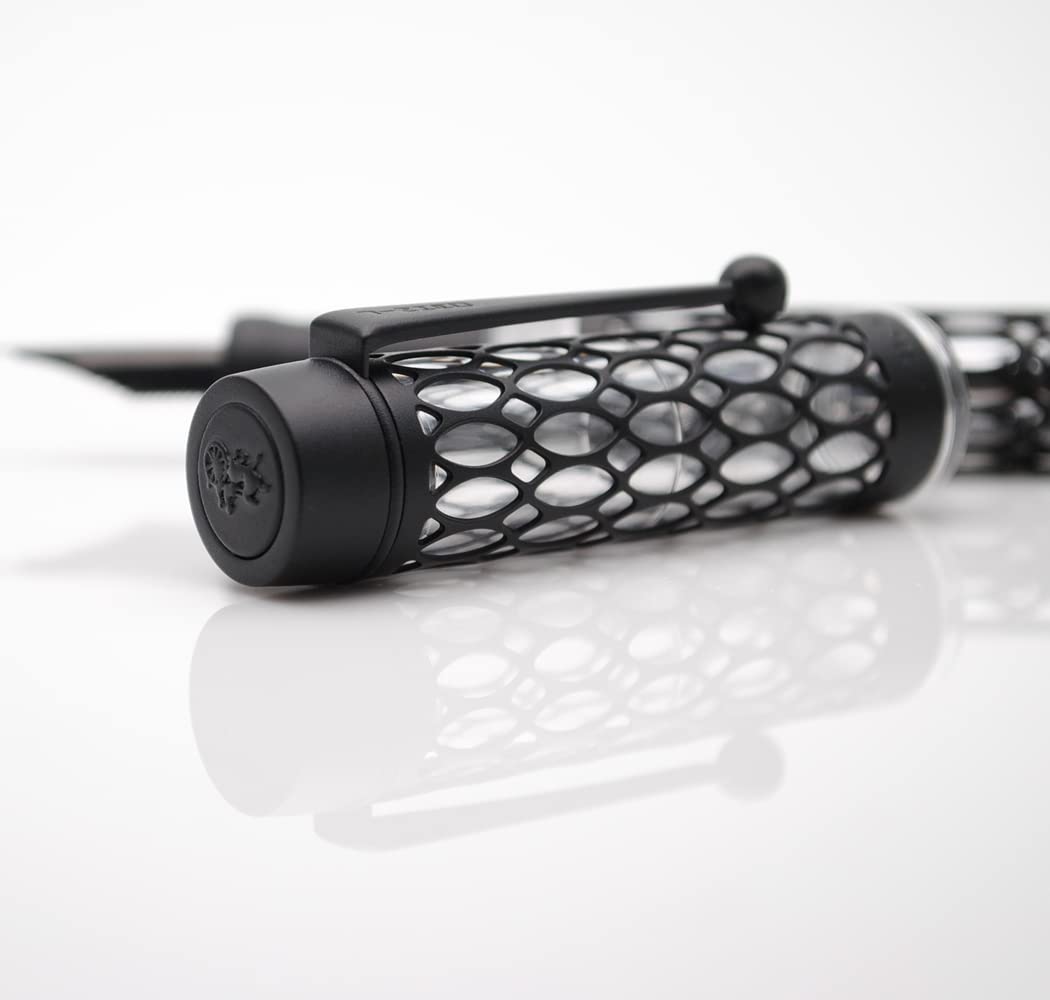 JINHAO 100 Fountain Pen Metal and Resin Grid Skeleton Writing Pen with Converter (Medium Nib, B-Matte Black) - Image 2