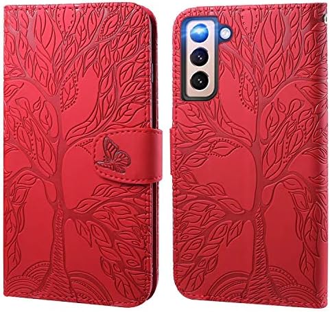 Aisenth Samsung Galaxy S20 Plus/S20+ Flip Case, The Tree of Life Embossed PU Leather Wallet Phone Case Magnetic shockproof Protective Cover with Stand function, Card Slots + 1 pcs Wrist Strap (Brown)