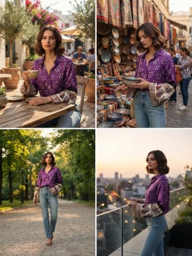 Image of GRECIILOOKS Women Printed Formal Shirt | Stylish Office Top | Casual Full Sleeve Shirts | Trendy Summer Tops | Smart Casual Printed Top for Women's | French Crep Button Down Modern Fit
