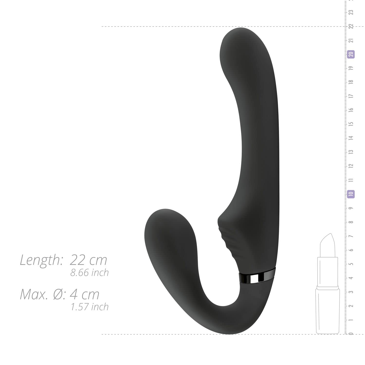 No-parti - Avery senza spalline Strapon Vibrazione Dildo 22 cm - Nero