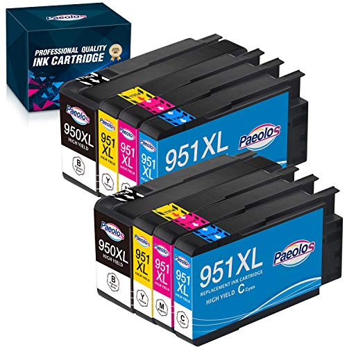 Compatible Ink Cartridge Replacement for HP 950 951 950XL 951XL Used in HP Officejet Pro 8100 8600 8610 8615 8620 8625 8630 Printers, 8 Pack by Paeolos