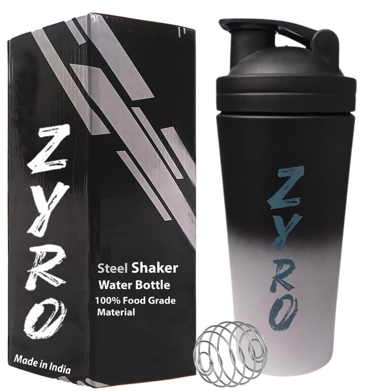 Zyro Premium Stainless Steel Gym Shaker Bottle | 750ML Leak-Proof Protein & Pre-Workout Mixer | Durable Sports Bottle with Steel Mixer Ball | Hot & Cold Compatible-image-5