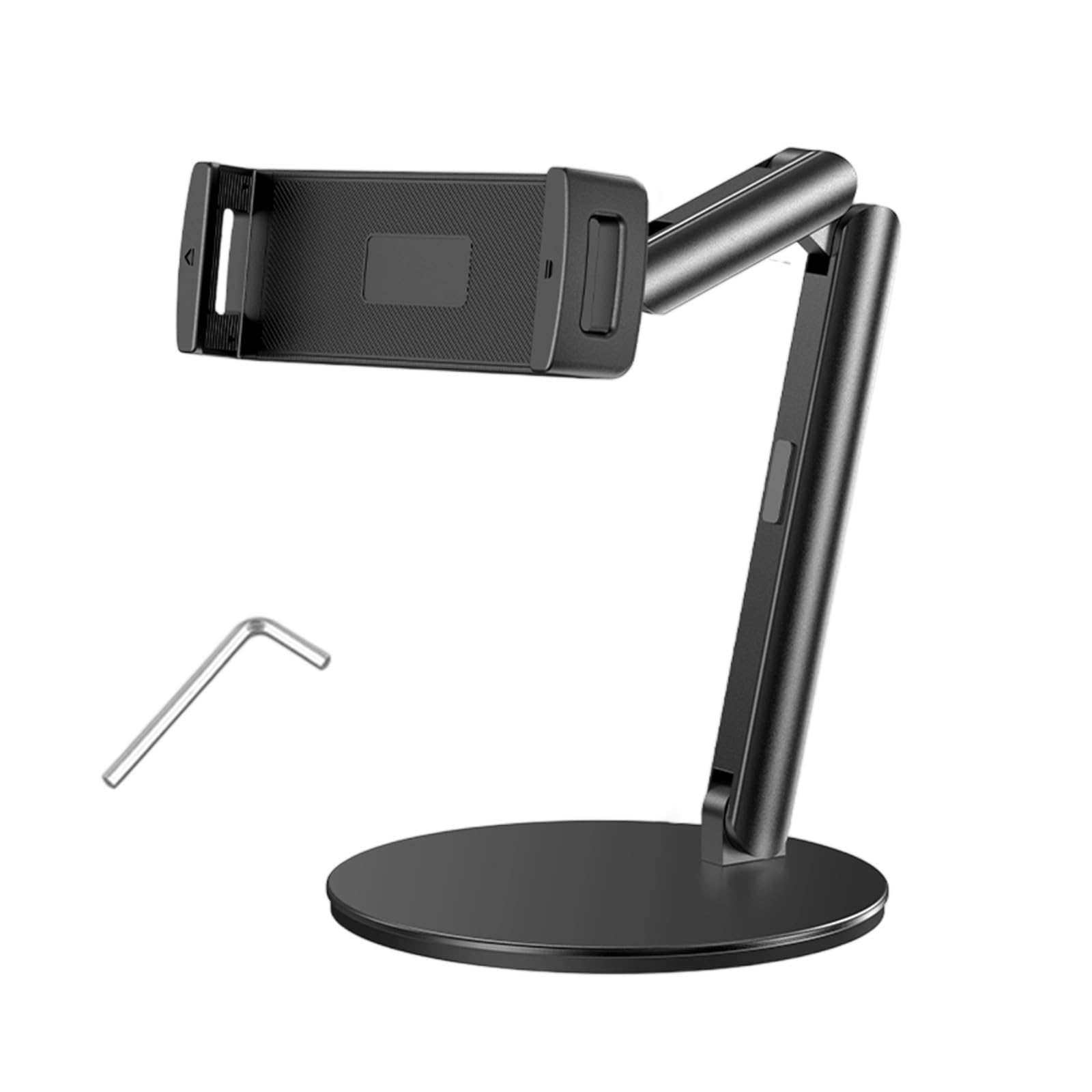 Supporto girevole per telefono/tablet in lega di alluminio con base antiscivolo spessa, supporto da scrivania, supporto per tablet