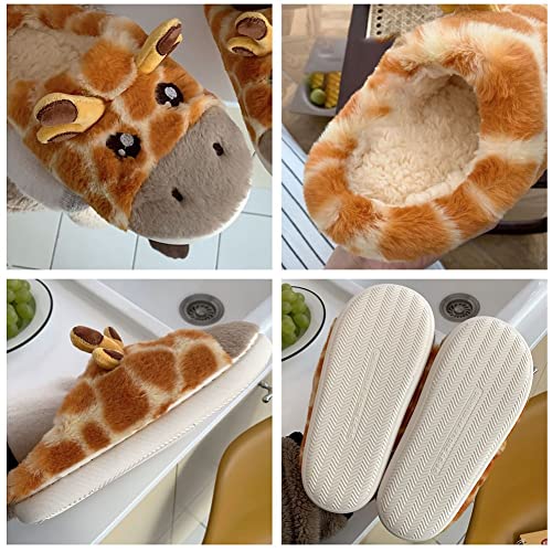 Giraffe Shaped Plush Slippers for Women & Kids - Cute 3D Giraffe Design - Christmas & Halloween Slippers (5-6, Style C)4
