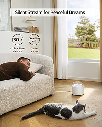 eufy-Pet-Water-Fountain-Cat-Water-Fountain-with-Advanced-Self-Cleaning-System-5W-Powerful-and-Quiet-Pump-Neck-Protection-Design-15-L-Water-Container-Automatic-Drinking-Fountain-for-Cat-and-Dog Dog Water Fountain with Self-Cleaning System