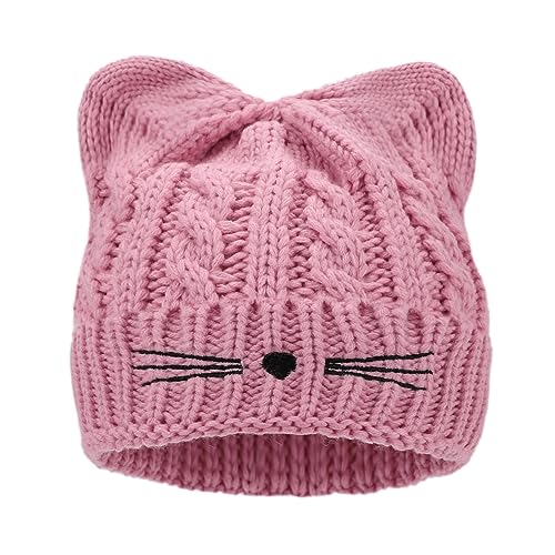 Women Girls Winter Sequin Cat Ears Hat Kids Warm Knit Crochet Beanie Cute Fashion Outdoor Snow Ski Skull Cap