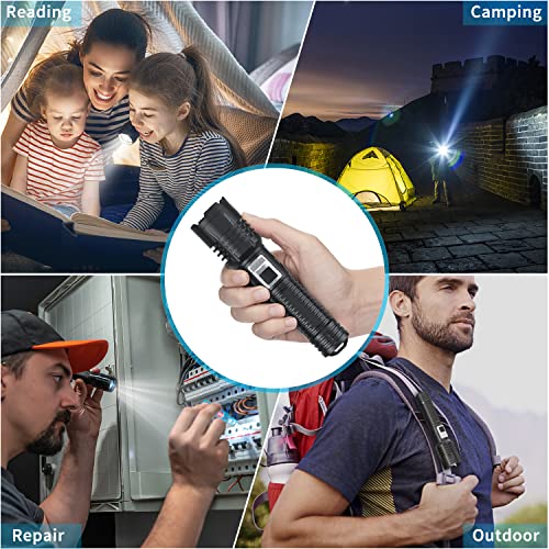 Oxaudee Flashlights High Lumens Led Rechargeable Flashlight, 100000 Lumens Super Bright Tactical Flashlights With 5 Modes, Zoomable,Waterproof Handheld Flashlights For Emergencies Camping #TOP6