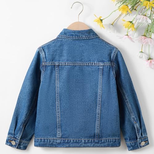Girls Denim Jacket Casual Comfortable Denim Coat Kids Flower Print Zip Up Long Sleeve Outwear Autumn Winter Tops2