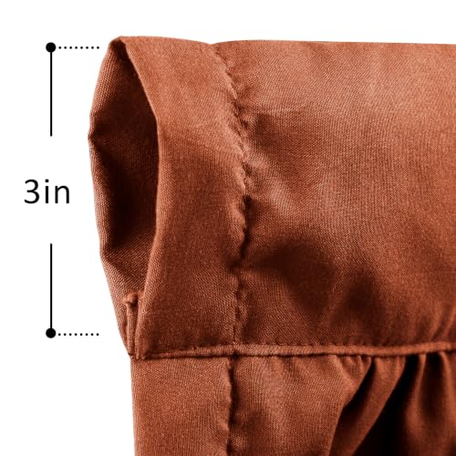 Image of Homechoice Decor Thermal Insulated Blackout Window Curtains, 54 inch W x 84 inch L Pair, Boho Ruched Window Treatments with 3 Rows of Butterfly Flowers, Rustic Rod Pocket Drapes for Room, Burnt Orange (LQ-30)
