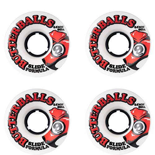 Sector 9 Butterballs 61mm 80A White Wheels with Red/Black Accents |...