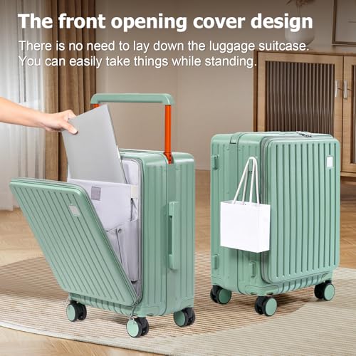 Joyway Hardshell Carry on Luggage Airline Approved with Front Pocket, Lightweight Hardside 20 Inch Suitcase with Spinner Wheels and TSA Lock (Green, Carry on Luggage-20 In)2
